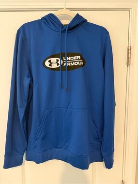 NWT Under Armour Men's Tricot Pop Logo Hoodie Blue Medium